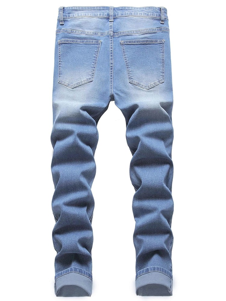 Manfinity Hombres Jeans ajustados rotos - Lavado ligero - Añade 2