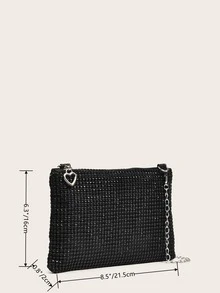 Glamorous Glitter Bling, paiete, lux, strălucitor, minimalist, decorare cu strasuri, geantă pătrată cu lanț, geantă de seară, geantă de cină pentru petrecere, femeie, mireasă, perfectă pentru petrecere, nuntă, bal, cină/banchet, pentru cocktail