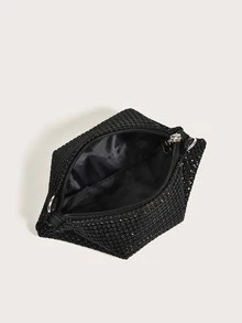 Glamorous Glitter Bling, paiete, lux, strălucitor, minimalist, decorare cu strasuri, geantă pătrată cu lanț, geantă de seară, geantă de cină pentru petrecere, femeie, mireasă, perfectă pentru petrecere, nuntă, bal, cină/banchet, pentru cocktail