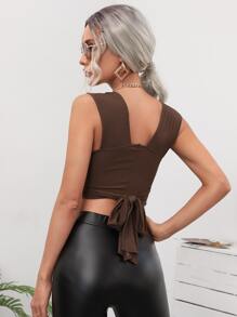 深V領後綁帶背心上衣