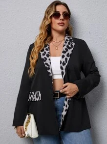 Áo vest Plus size Báo Thanh lịch - màu đen - Xem 1