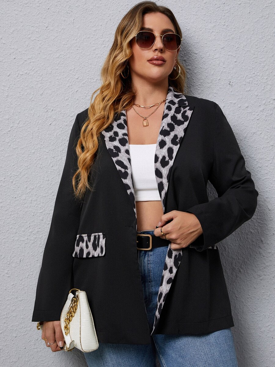 Áo vest Plus size Báo Thanh lịch - màu đen - Xem 1