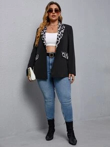 Áo vest Plus size Báo Thanh lịch - màu đen - Xem 3