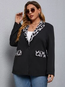 Áo vest Plus size Báo Thanh lịch - màu đen - Xem 4