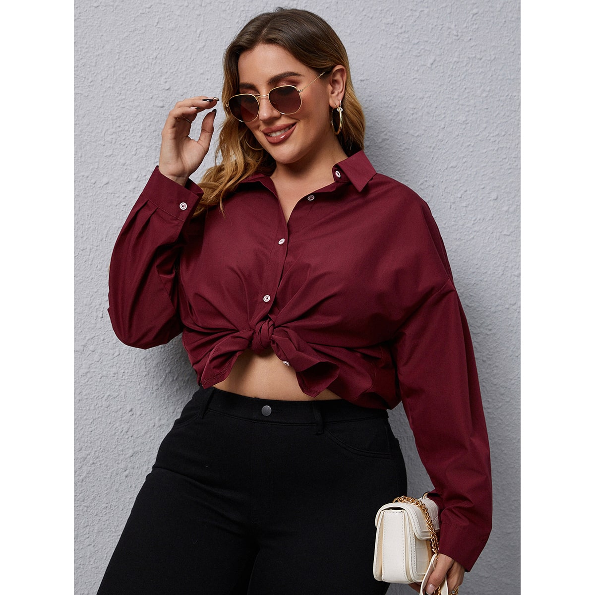 размера плюс Блуза на пуговицах