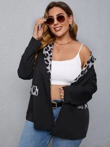 Áo vest Plus size Báo Thanh lịch - màu đen - Xem 5