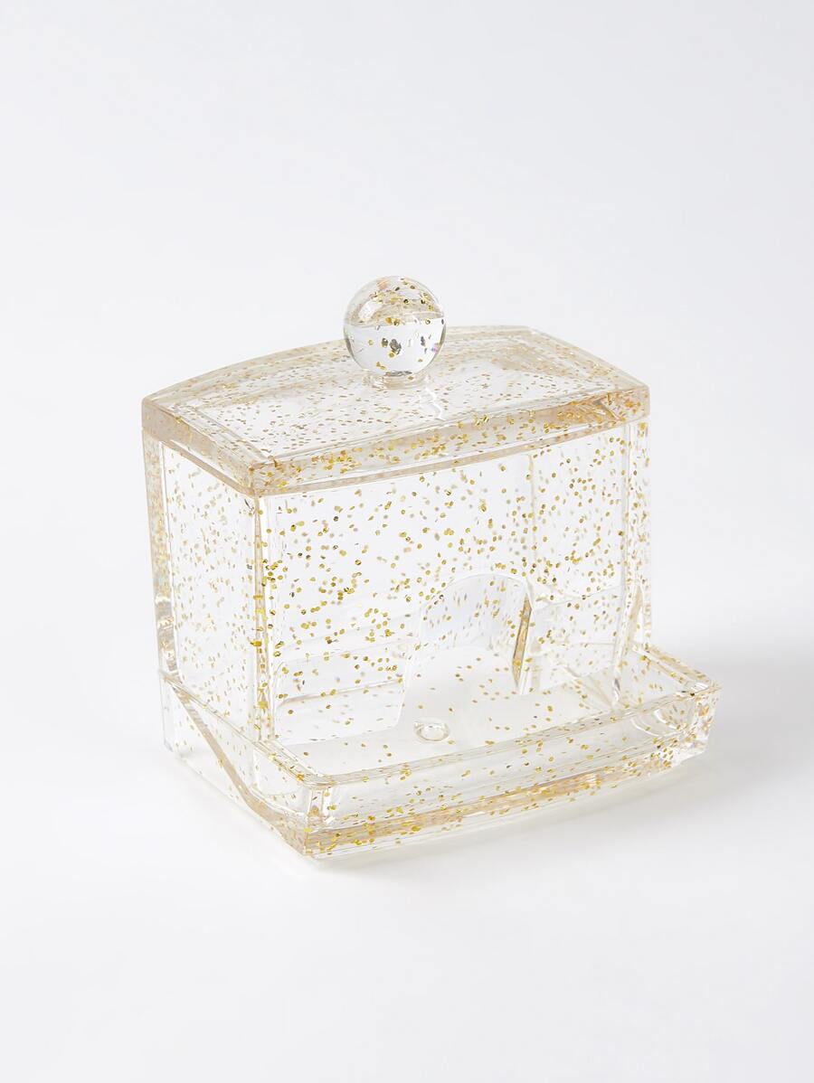 SHEIN BASIC SỐNG Công cụ tổ chức tăm bông độc quyền-Quà tặng ngày lễ lấp lánh bằng vàng - Vàng - Xem 1