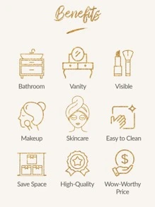 SHEIN BASIC LIVING Exclusive Round Container Makeup Organizer-Gold Glitter Holiday Gift - Gold - View 8