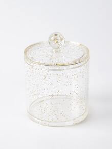 SHEIN BASIC LIVING Exclusive Round Container Makeup Organizer-Gold Glitter Holiday Gift - Gold - View 2