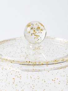SHEIN BASIC LIVING Exclusive Round Container Makeup Organizer-Gold Glitter Holiday Gift - Gold - View 3