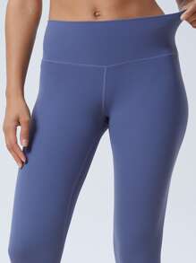 LUVLETTE 素色高腰運動打底褲 - 霧霾藍 - 查看 5