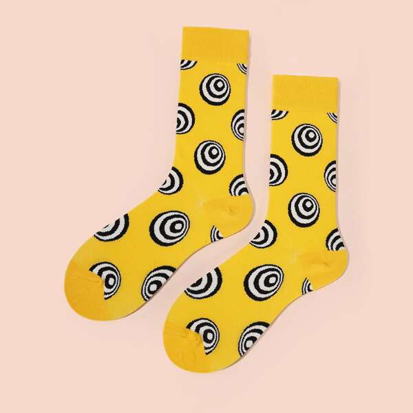 

Round Print Crew Socks, Multicolor