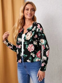 EMERY ROSE 秋冬花卉印花开襟夹克 - 彩色 - 查看 3