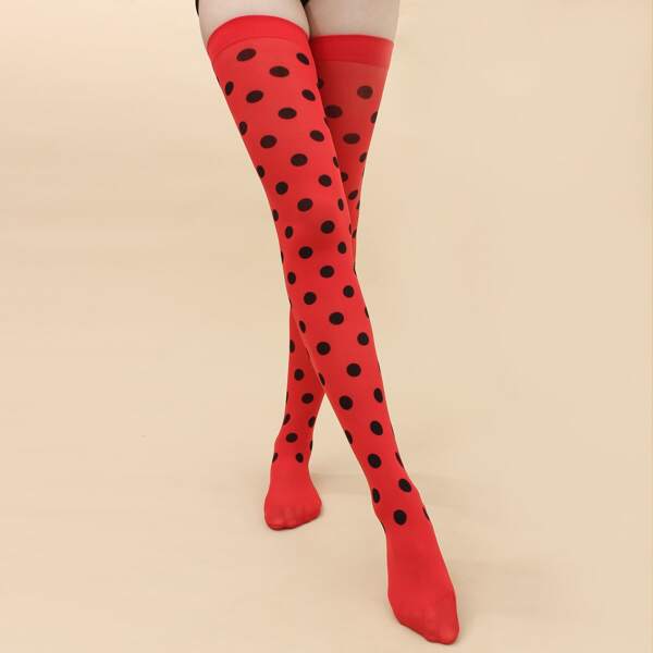 

Polka Dot Print Over The Knee Socks, Multicolor