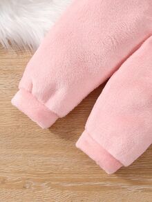 Baby 3D Ears Design Teddy Hoodie & Trousers - Baby Pink - View 4