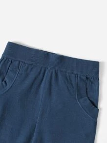 Mulvari Áo len nữ kết hợp màu trơn Giải trí - Màu xanh lam - Xem 3