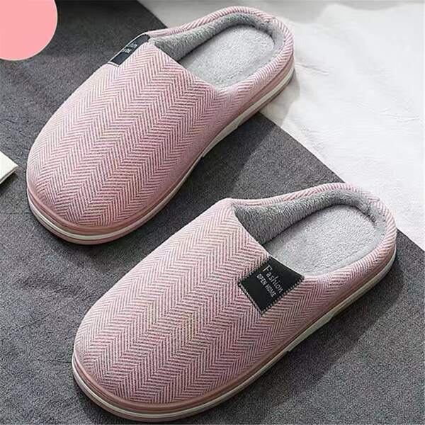 

Letter Patch Bedroom Slippers, Pink