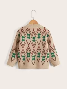 Toddler Girls Argyle Pattern Drop Shoulder Sweater - Multicolor - View 2