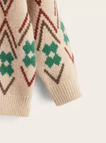 Toddler Girls Argyle Pattern Drop Shoulder Sweater - Multicolor - View 3