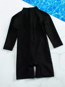 Baby Boy Cartoon Graphic One Piece Swimsuit - Black - View 2