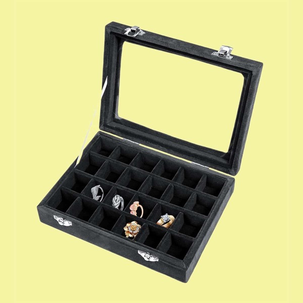 

1pc Plain Wooden Jewelry Box, Black