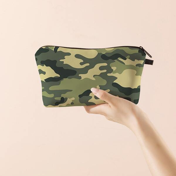 

Camo Zippered Makeup Bag, Multicolor