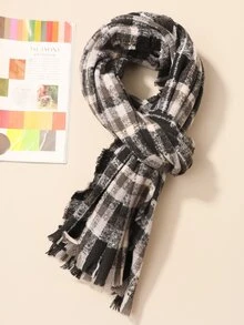 男士格紋圖案圍巾 - 彩色 - 查看 1