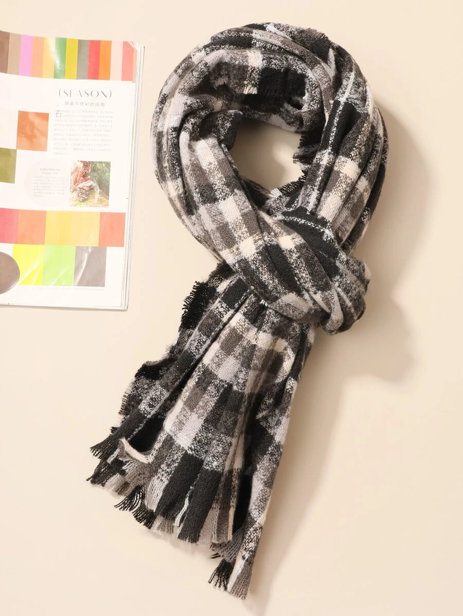 男士格紋圖案圍巾 - 彩色 - 查看 1
