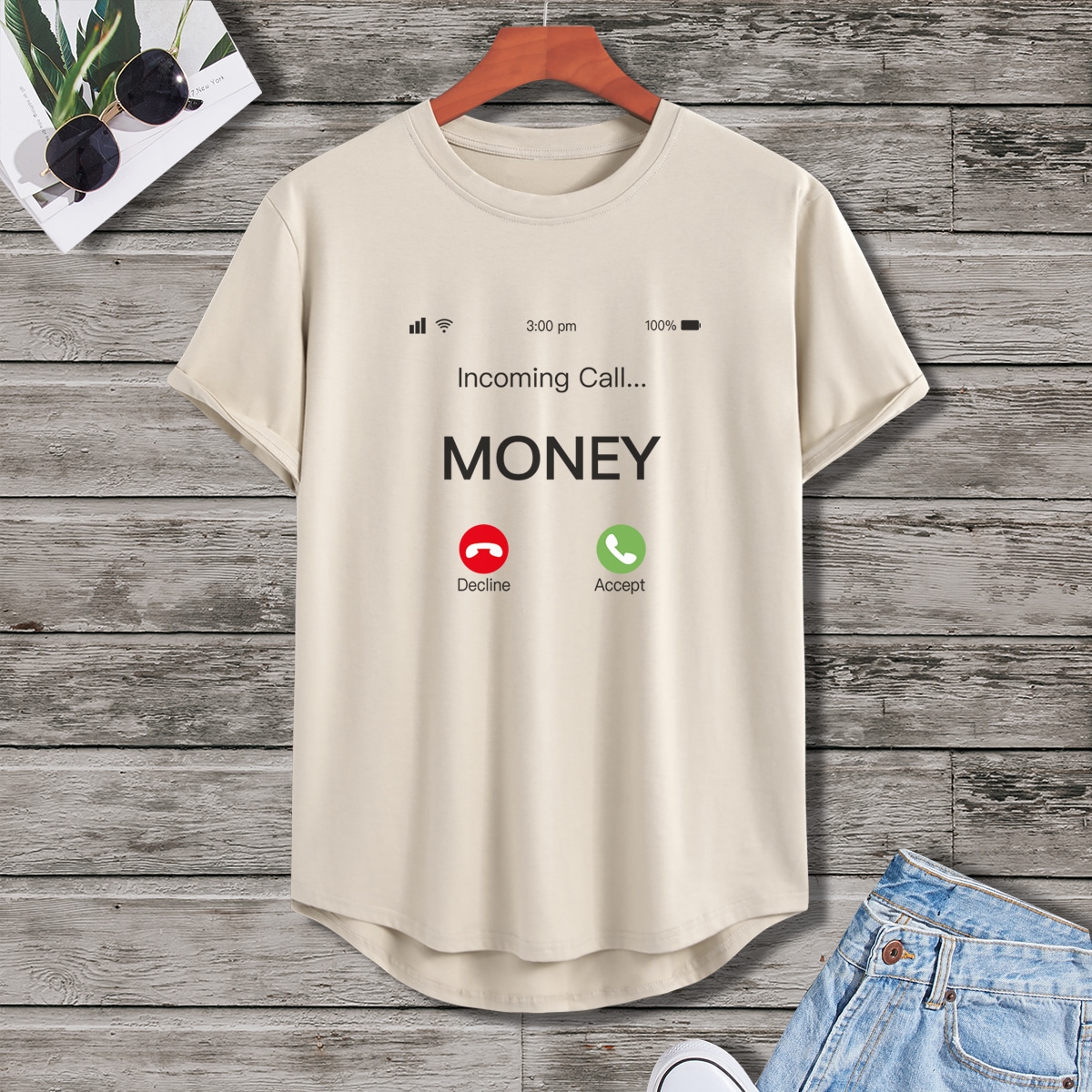 для мужчины Футболка с текстовым принтом асимметричный