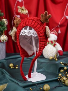 嬰兒鹿角裝飾帽 - 紅色 - 查看 1