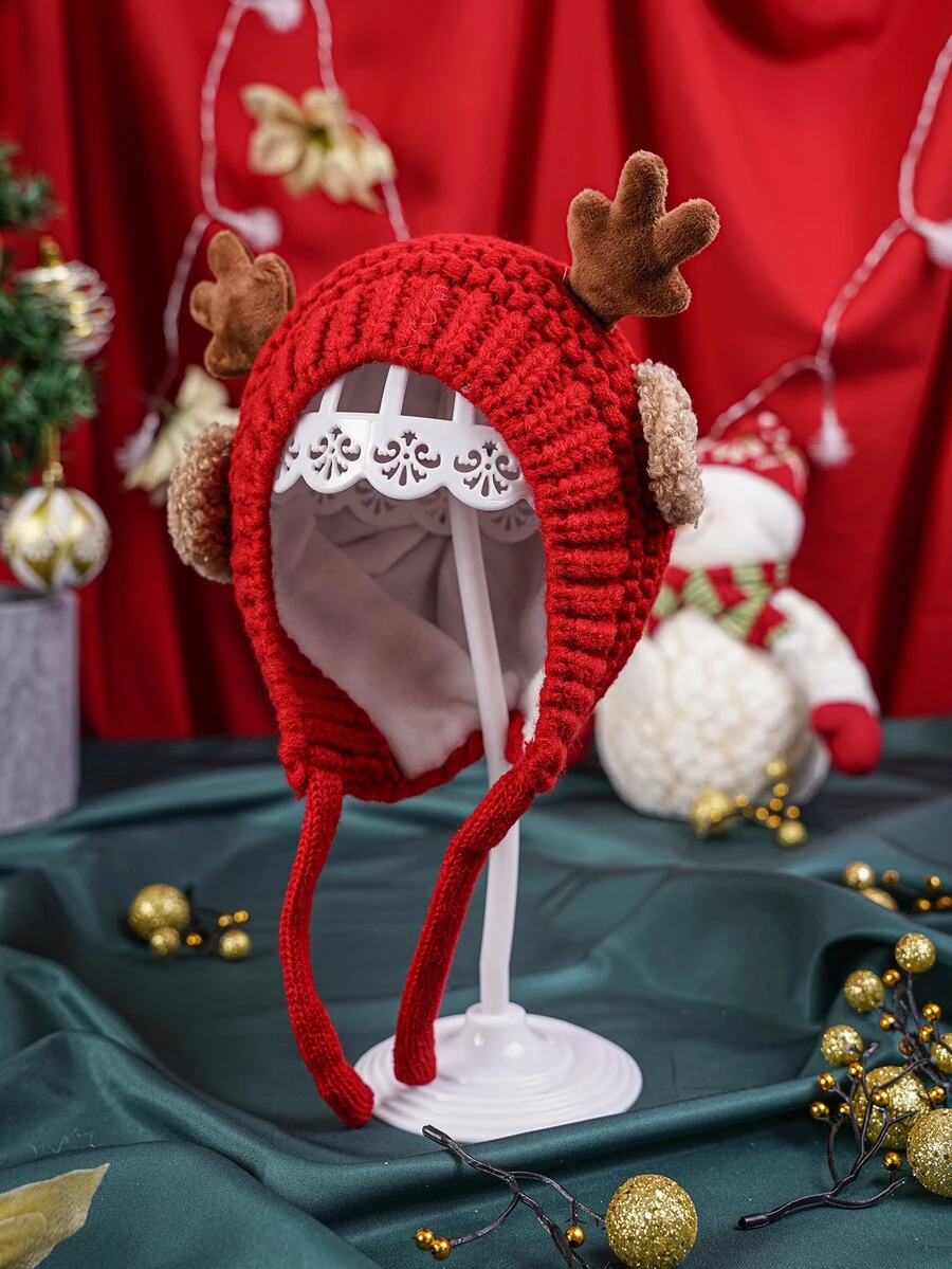 嬰兒鹿角裝飾帽 - 紅色 - 查看 1