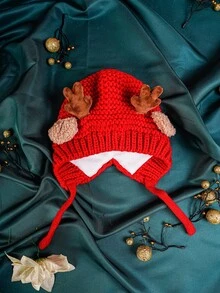 嬰兒鹿角裝飾帽 - 紅色 - 查看 2