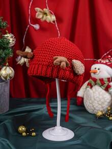 嬰兒鹿角裝飾帽 - 紅色 - 查看 3