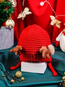 嬰兒鹿角裝飾帽 - 紅色 - 查看 4