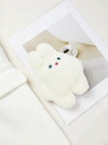 卡通兔子图案毛绒钱包 轻便时尚礼品礼物配饰装饰白领人士男士女士女士钱包迷你钱包钱包零钱包 - 白色 - 查看 2