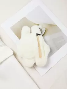 卡通兔子图案毛绒钱包 轻便时尚礼品礼物配饰装饰白领人士男士女士女士钱包迷你钱包钱包零钱包 - 白色 - 查看 4