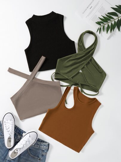 4 pezzi top a costine