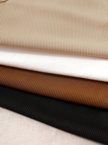 Chiquease 4入組鏤空不對稱領條紋針織背心上衣 - 彩色 - 查看 4