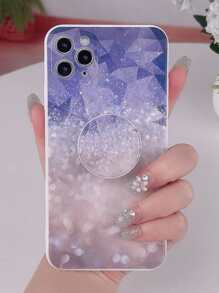 Crystal Pattern Phone Case With Stand-Out Phone Grip - Multicolor - View 1