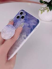 Crystal Pattern Phone Case With Stand-Out Phone Grip - Multicolor - View 3