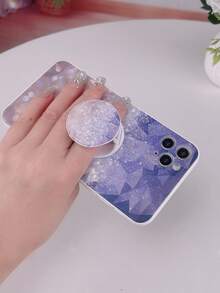 Crystal Pattern Phone Case With Stand-Out Phone Grip - Multicolor - View 5