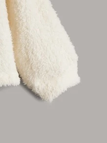 SHEIN Leap Crew Young Girl Mock Neck Teddy Sweatshirt - Beige - View 3