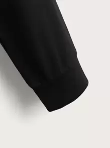 Sudadera con estampado de letra de dos tonos de hombros caídos