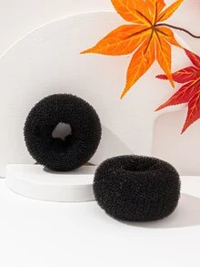 2pcs Solid Hair Tie - Black - View 2