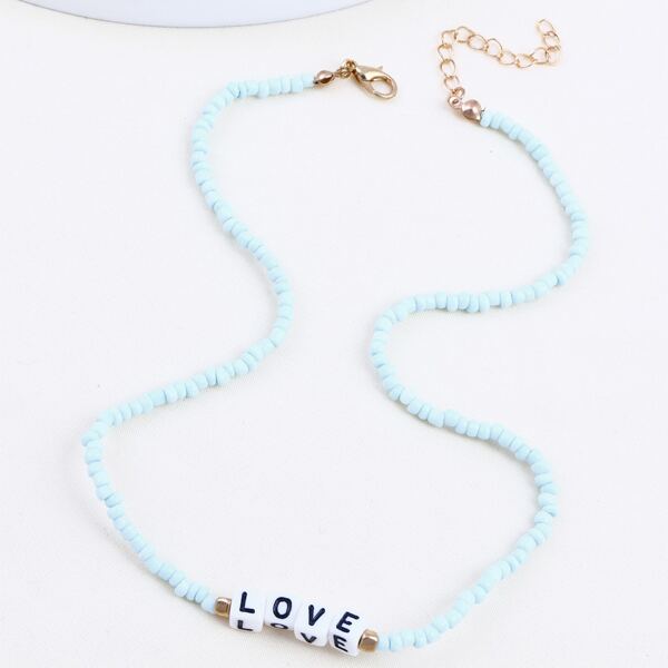 

Letter Detail Beaded Necklace, Multicolor