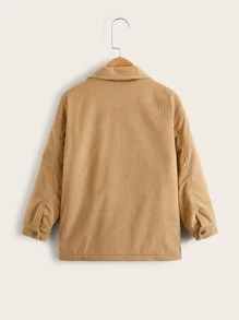 SHEIN 男孩翻蓋口袋燈芯絨大衣