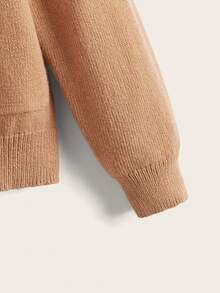 SHEIN Boys Raglan Sleeve Double Pocket Cardigan - Brown - View 4