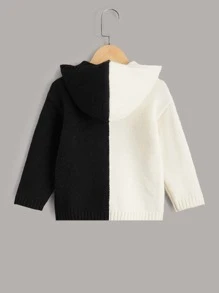 Toddler Girls Two Tone Hooded Jumper - Black and White - View 2
