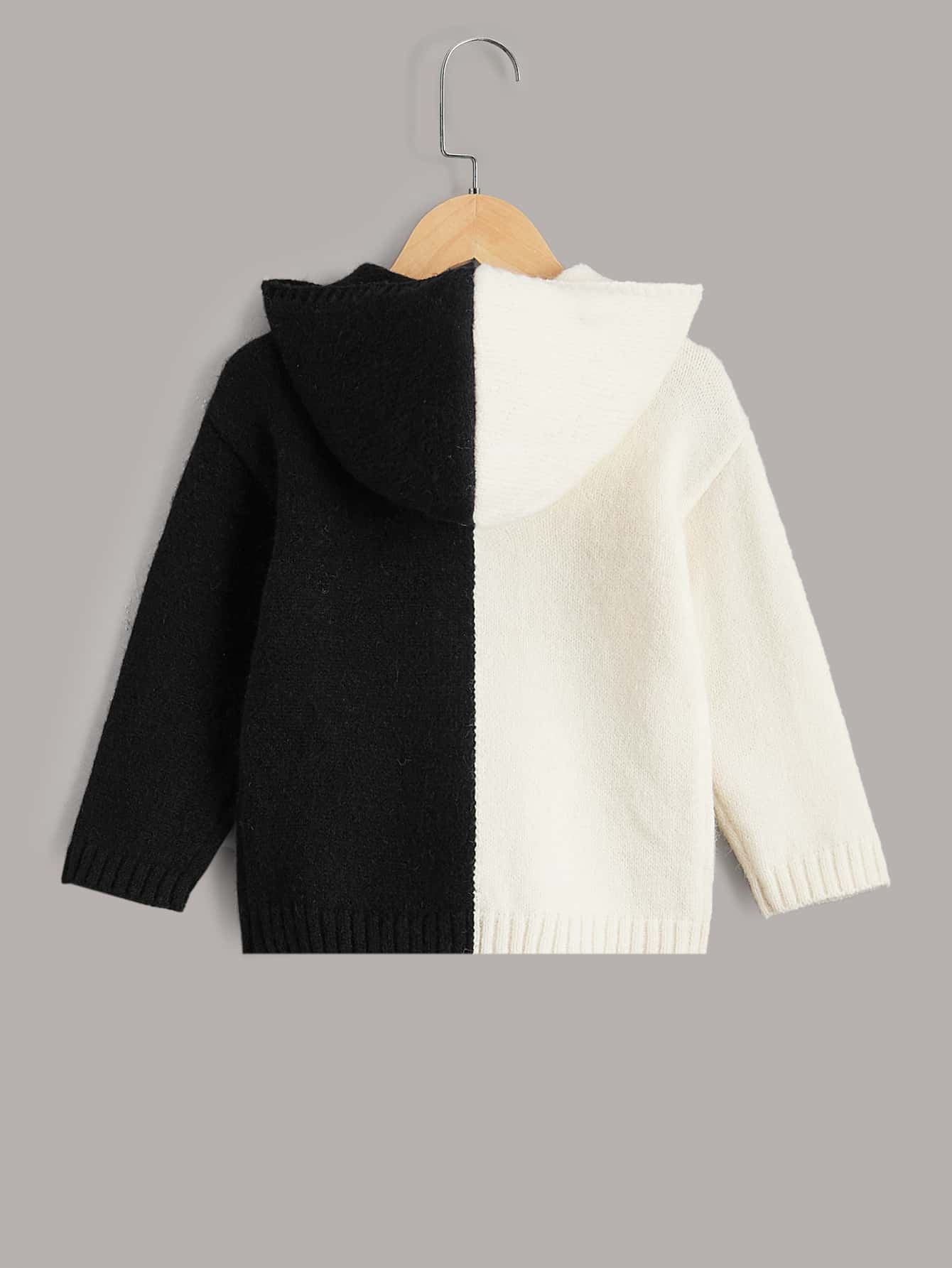 Toddler Girls Two Tone Hooded Sweater