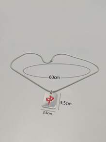 1入組時尚麻將吊墜項鏈適合男士日常裝飾,適用於首飾類禮品和派對 - 銀色 - 查看 3